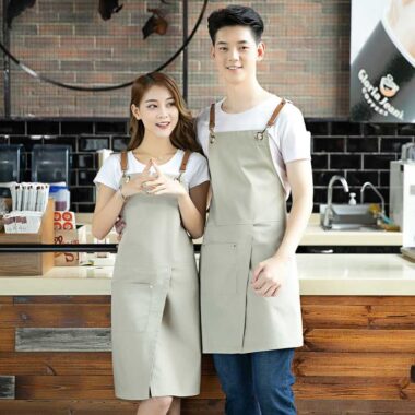 Tạp dề canva quai đeo dây da