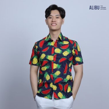 Áo sơ mi hawai hoạ tiết dưa hấu 5 Áo sơ mi hawai hoạ tiết dưa hấu Alibu mặt trước
