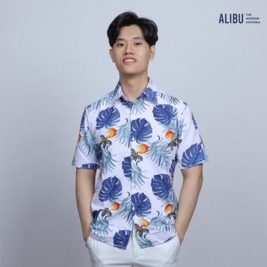 Bộ quần áo sơ mi họa tiết 413 Alibu mặt trước