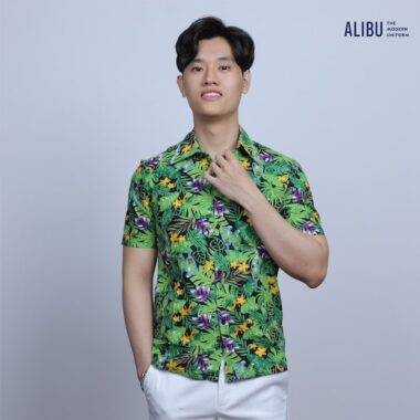 Bộ quần áo sơ mi họa tiết hoa lá Alibu mặt trước