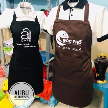 tạp dề in logo cho nhân viên
