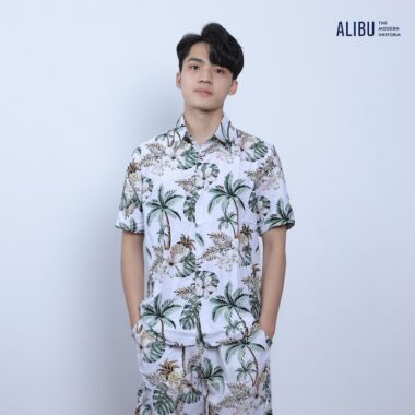Áo sơ mi hawai bãi biển lá cọ 436 Alibu mặt trước