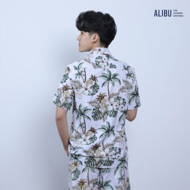 Áo sơ mi hawai bãi biển lá cọ 436 Alibu mặt sau