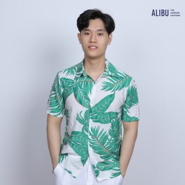 Áo sơ mi họa tiết quả bãi biển lá cọ 433 Alibu mặt trước