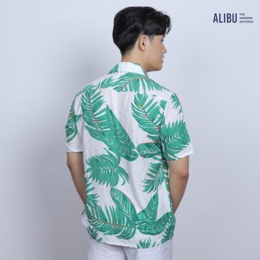 Áo sơ mi họa tiết quả bãi biển lá cọ 433 Alibu mặt sau