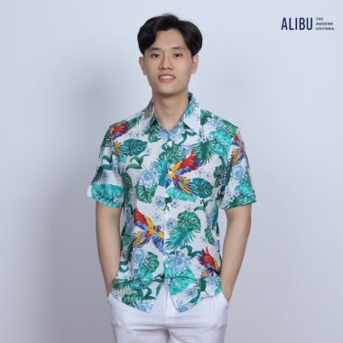 Bộ quần áo sơ mi họa tiết 416 Alibu mặt trước