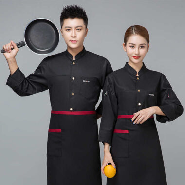 áo đầu bếp nhà hàng hàn quốc đen nam nữ