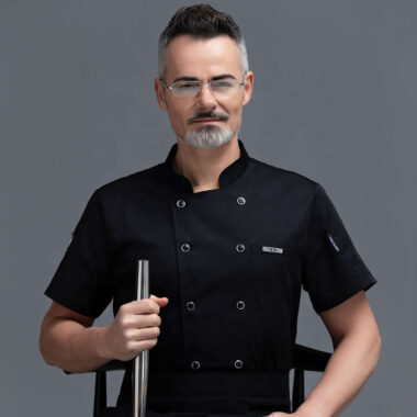 Áo đầu bếp nam 3 màu (Trắng - Đen - Đỏ) 11 Áo đầu bếp nam màu đen