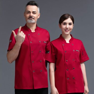 Áo đầu bếp nam 3 màu (Trắng - Đen - Đỏ) 9 Áo đầu bếp nam màu đỏ