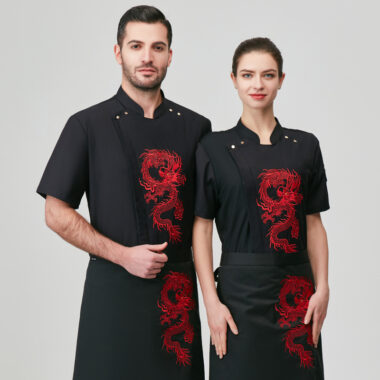 Áo đầu bếp nhà hàng trung quốc đen