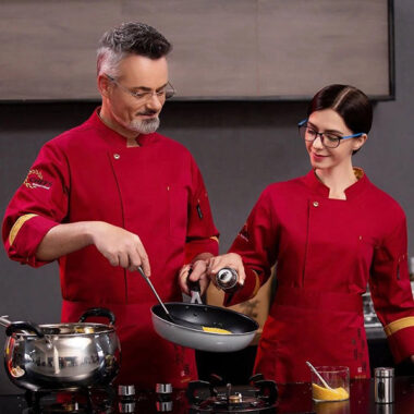 Áo đầu bếp tay dài thời trang nhiều màu khác nhau 3