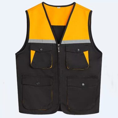 áo gile phản quang túi hộp màu đen vàng