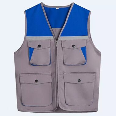 Áo gile phản quang túi hộp màu xám lam