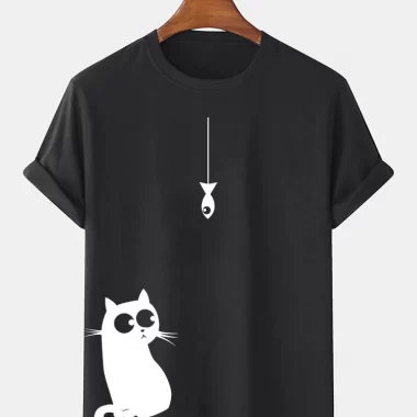 Áo thun hình mèo đen