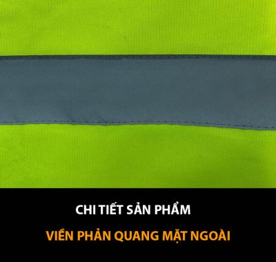 chi tiết viền may phản quang mí ngoài của áo gile công trình