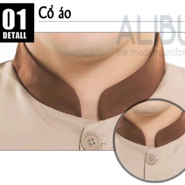 Chi tiết cổ áo đồng phục lễ tân