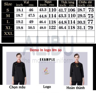 Áo đầu bếp nữ đủ màu 11 hướng dẫn chọn size áo đầu bếp