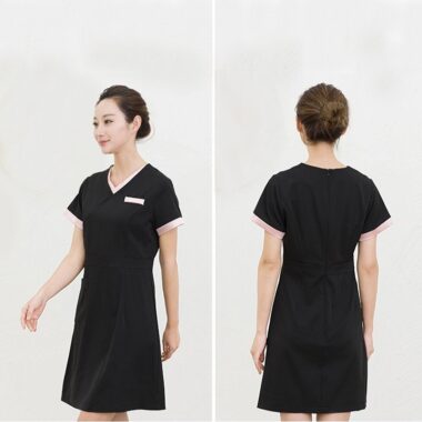 Mẫu váy đồng phục spa đẹp DPSP02 4 mẫu váy đồng phục spa màu đen 2