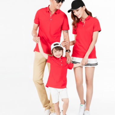 Đồng Phục Áo Thun Gia Đình Có Cổ 9 áo thun gia đình có cổ đỏ