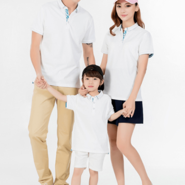 Đồng Phục Áo Thun Gia Đình Có Cổ 8 áo thun gia đình có cổ trắng