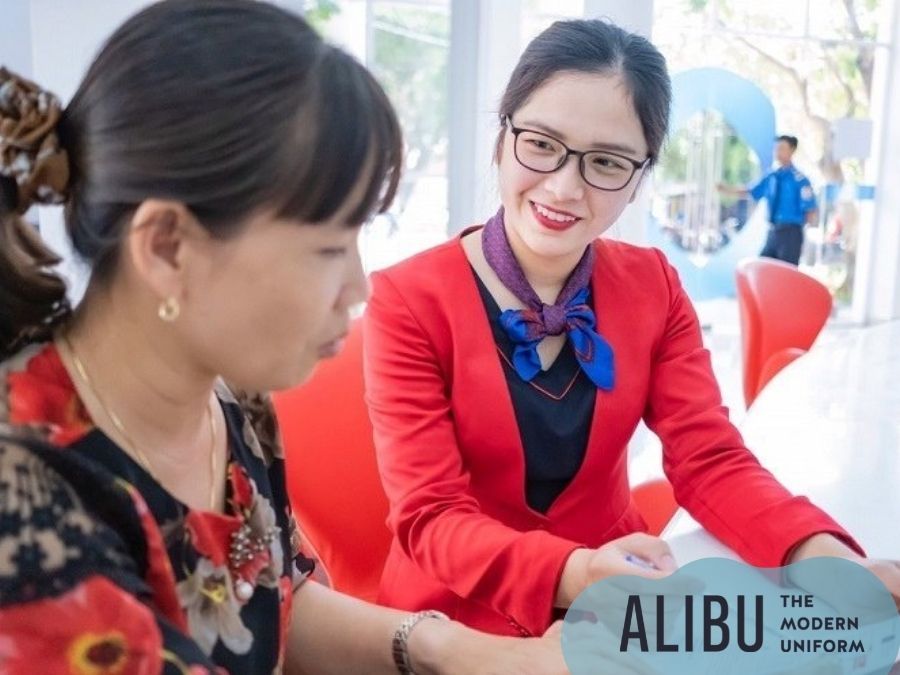 Đầm liền và vest đồng phục ngân hàng Bản Việt