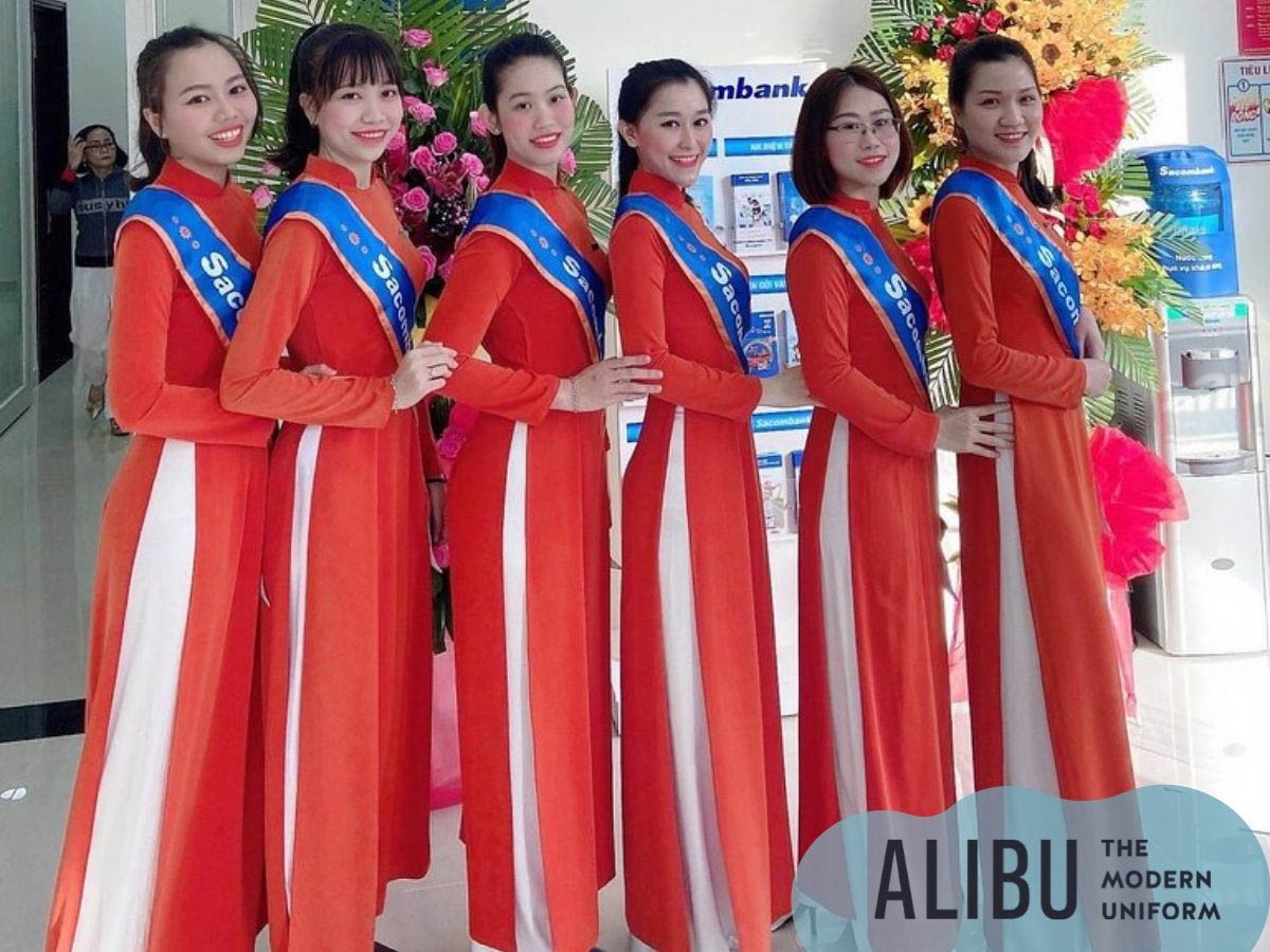 Mẫu áo dài đồng phục Sacombank