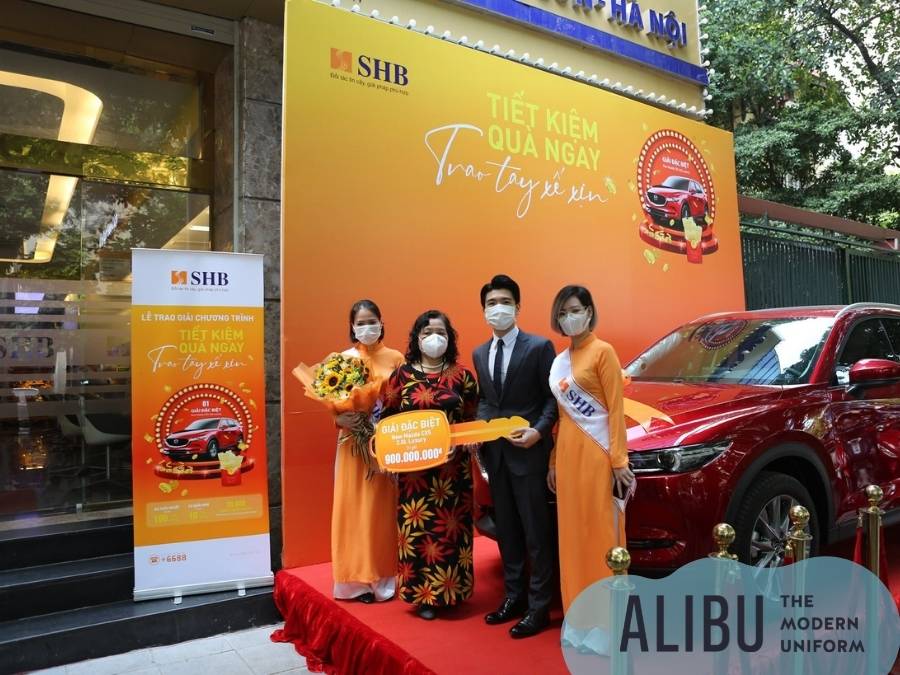 Mẫu Đồng phục SHB 2022: Ấn tượng trong cách phối màu sắc 7 Áo dài đồng phục SHB