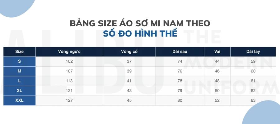 Logan  Bảng size áo sơ mi đồng phục và 3 cách chọn size áo chính xác