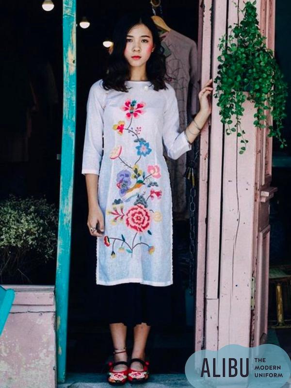 Áo dài đồng phục công sở đẹp cách tân Alibu