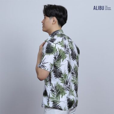 Quần áo sơ mi hawai bãi biển lá kim 437 4 Quần áo sơ mi hawai bãi biển lá kim 437 mặt sau